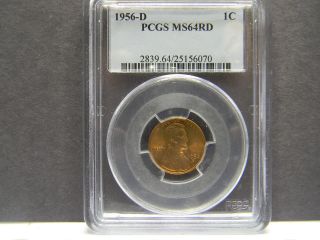 1956 - D Pcgs Ms64rd Lincoln Penny photo