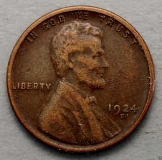 Very Fine+ 1924 - S Lincoln Wheat Cent. . . . . . . .  10619 photo