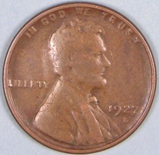 1927 S Lincoln Wheat Penny,  Less Than 15 Million Made,  Jb 433 photo