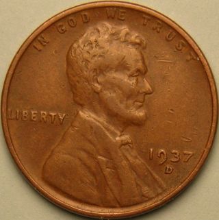 1937 D Lincoln Wheat Penny,  Ae 274 photo