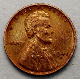 About Uncirculated 1941 - D Lincoln Wheat Back Cent. . . . .  10621 photo