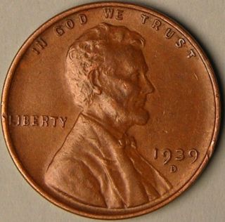 1939 D Lincoln Wheat Penny,  Less Than 16 Million Made,  Aa - 520 photo