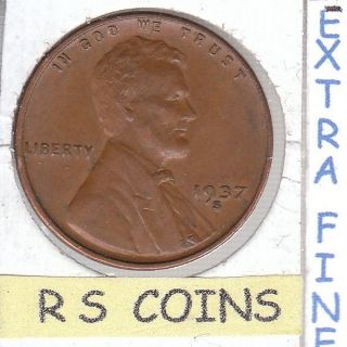 1937 S Extra Fine Lincoln Cent Coin {fast Ship} Coin 3867 photo