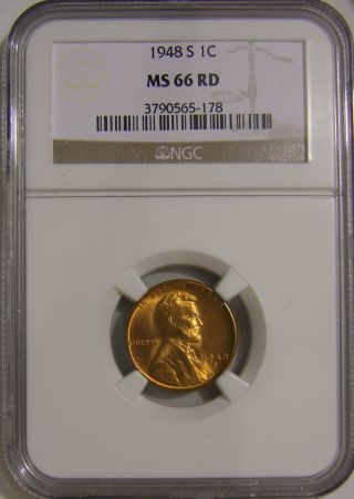 1948 S Lincoln Wheat Penny,  Ngc Ms66 Red,  Ah 150 photo