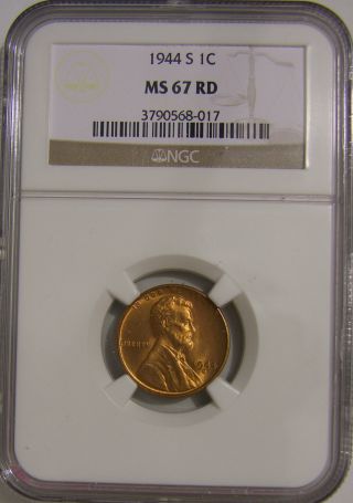 1944 S Lincoln Wheat,  Ngc Ms 67 Red,  Ah 094 photo