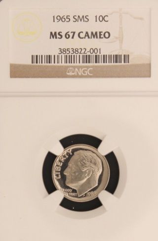 1965 Sms Roosevelt Ngc Ms 67 Cameo.  Incredible Cameo Contrast & Spot - photo