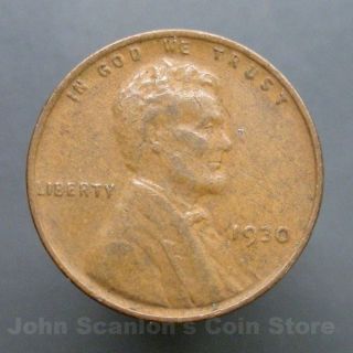 1930 Lincoln Wheat Cent 1c Circulated Us Coin Fine photo