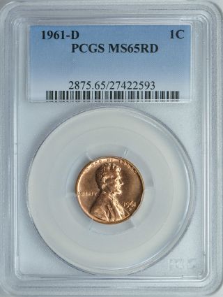 1961 - D Lincoln Memorial Cent 1c Pcgs Ms65rd photo
