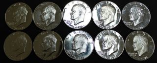 1776 - 1976 Bicentennial Eisenhower Proof Silver Dollars 10 In Coin Flips photo