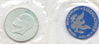 1971 - S Blue Ike - Bu Eisenhower Silver Dollar - Still In Plastic Brand Usa photo