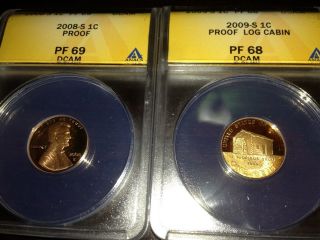 2008 S And 2009 S Lincoln Proof Penny Anacs Graded photo