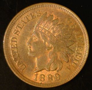1899 1c Indian Head Cent Choice Bu Rb Lustrous And photo