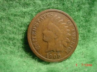 1908 Indian Head Cent,  Very Good+ photo