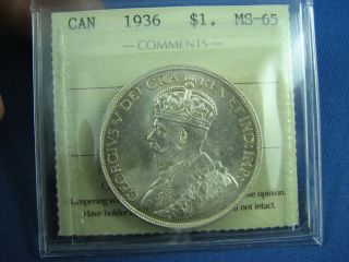 1936 Dollar Canada Iccs Ms 65 Flashy Toning photo
