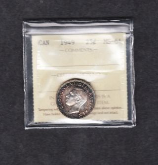 1949 Canada Iccs Graded Silver Quarter Ms 64 photo