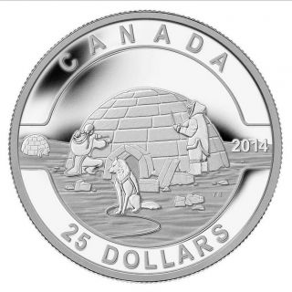 2014 O Canada $25 Igloo Coin, ,  Case,  99.  99 Silver,  1st In Series,  No Tax photo