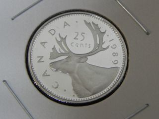 1989 Proof Unc Canadian Canada Caribou Quarter Twenty Five 25 Cent photo
