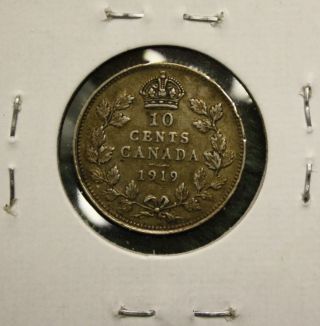 1919 Canada King George V - Silver Dime - 10 Cents - Ef photo