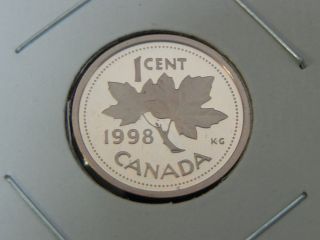 1998 Proof Unc Canadian Canada Maple Leaf Elizabeth Ii Penny One 1 Cent photo
