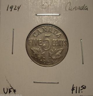 Canada George V 1924 Five Cents - Vf+ photo