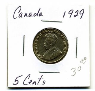 Canada Five Cents 1929,  Xf+ photo