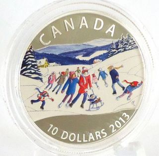 2013 Winter Scene $10 Fine Silver Commemorative Coin With Color Only 8000 Minted photo