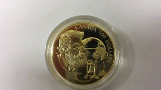 1997 $100 Canadian Gold Coin A.  G Bell 150th Anniversary,  Box photo