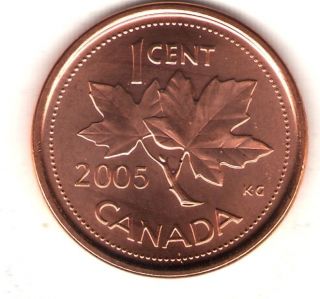 2005 - P Canada Brilliant Uncirculated Elizabeth Ii Cent Coin photo
