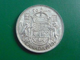 1940 Silver Canadian 50 Cent Piece photo