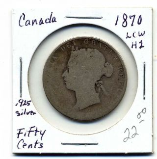 Canada 50 Cents.  925 Silver 1870,  About Good photo