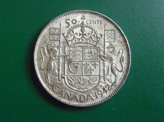 1942 Silver Canadian 50 Cent Piece photo