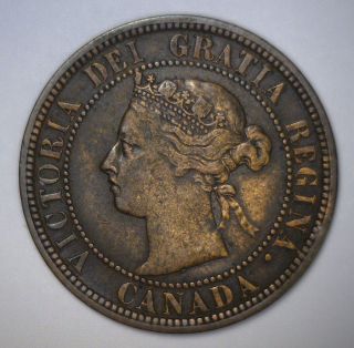 1888 Large Cent Canada Queen Victoria 1c Vf Very Fine photo