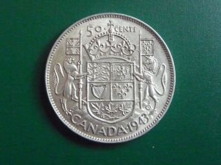1943 Silver Canadian 50 Cent Piece photo