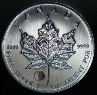 2012 - 1 Oz Canadian Maple Leaf Leaning Tower Of Pisa Privy Bu Fine Silver Coin photo
