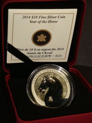 2014 - 1/4 Oz Canada $10 Year Of The Horse Proof Fine Bullion Silver Coin photo