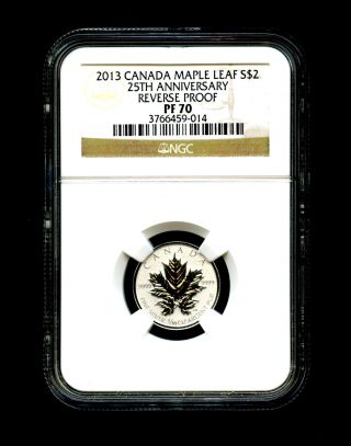 2013 Canada Silver Maple Leaf Ngc Pf70 Reverse Proof 25th Anniversary 1/10 Ounce photo