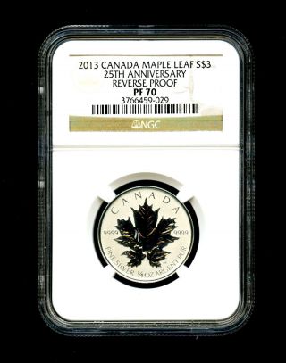 2013 Canada Silver Maple Leaf Ngc Pf70 Reverse Proof 25th Anniversary 1/4 Ounce photo