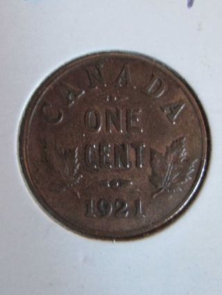 1921 Canadian Penny Coin Second Small Cent Produced Semi - Key Date photo