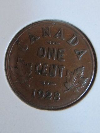 1928 Canadian Penny Coin Semi - Key Date photo