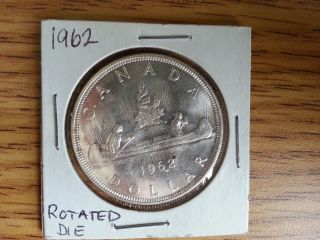 1962 Canada Silver Dollar - Rotated Die.  Grade.  See Pics. photo