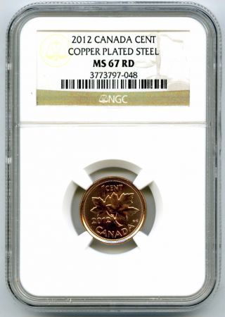 2012 Canada Cent Ngc Ms67 Rd Magnetic Steel Last Year Of Issue Rare photo
