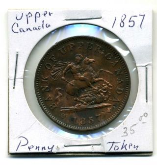 Upper Canada Penny Token 1857,  Xf photo