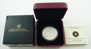 2013 Canada $10.  00 / Ten Dollars Fine Silver Coin Year Of The Snake - Box & photo