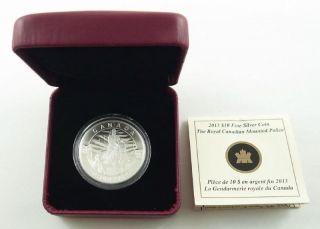 2013 Canada $10.  00 Fine Silver Coin - Royal Canadian Mounted Police - Box & photo