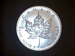 2012 Canada Silver Maple Leaf 1 Troy Oz 5 Dollar Coin Bu Uncirculated.  9999 Fine photo