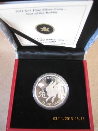Year Of The Rabbit Canada 2011 Fine Coin Silver Proof Chinese Lunar Zodiac $15 R photo