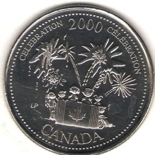2000 Canada Uncirculated 25 Cent Commemorative Millennium Celebration Quarer photo