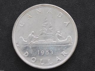 1953 Canada Silver Dollar Nsf Elizabeth Ii Canadian Coin D7124 photo
