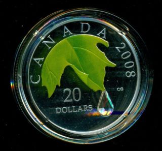 Canada 2008 $20 - 99.  99% Silver Crystal Raindrop Coin photo