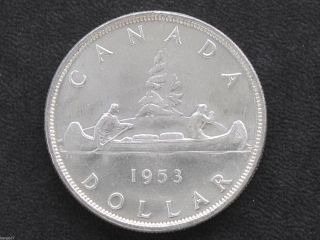 1953 Canada Silver Dollar Sf Elizabeth Ii Canadian Coin D7127 photo